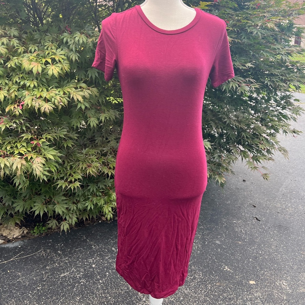 Burgundy T-shirt dress